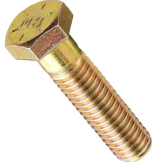 3/8-16 x 2 (100 Pack) Grade 8 Coarse Hex Cap Screw, Coarse Thread, Yellow Zinc by Makers Bolt