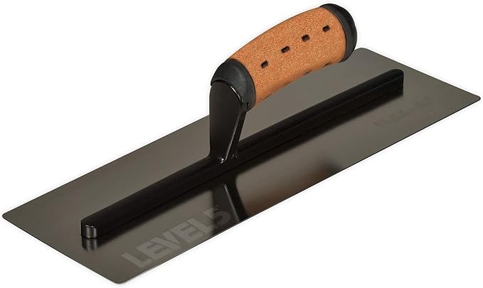 LEVEL5 14" x 4.75" Flex Drywall Curved Trowel, 0.5MM Blade | Triple-Hardened Stainless Steel, High-Impact Handle | Sheetrock Gyprock Wall-Board Plasterboard | 4-989