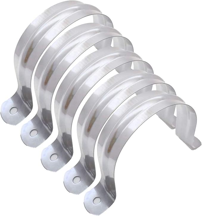 6 Pcs 4inch Rigid Pipe Strap,Two Hole Stainless Steel Strap U Bracket, Widened Tube Strap Tension Clip Assortment Kit Heavy Duty Pipe Clamp（110mm）