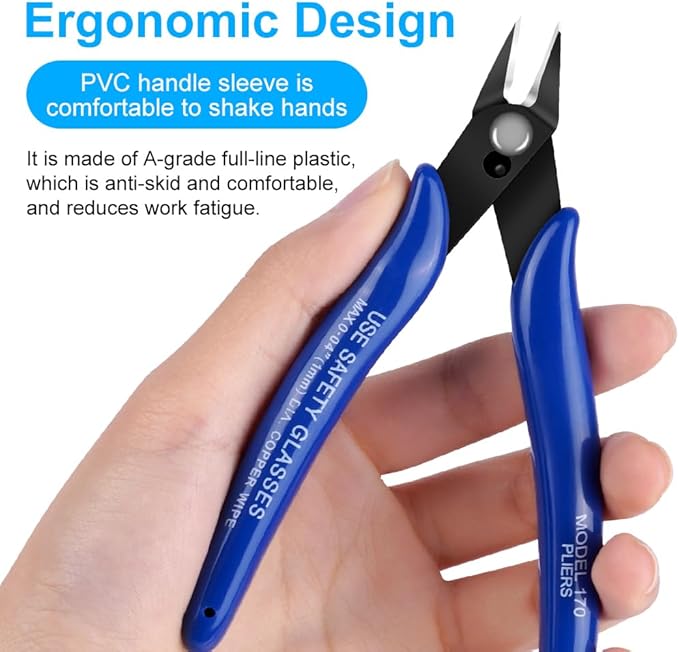 Ainiv Wire Cutters, 4PCS Spring-loaded Side Cutters Flush Cutters, Diagonal Cutters Precision Side Cutters, Diagonal Cutting Pliers in CRV Steel, Heavy Duty Cutting Pliers for Electrical, Homes