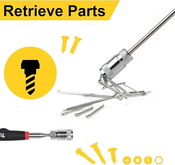 Toolwiz Magnetic Telescoping Pickup Tool 8 Lb, Portable Extendable Magnet Pickup Tool 7.7-32 Inch/19-80 Cm Extendable Retrieving Tool with Led Light, 8 Lbs Lifting Capacity Magnet Pickup Tool