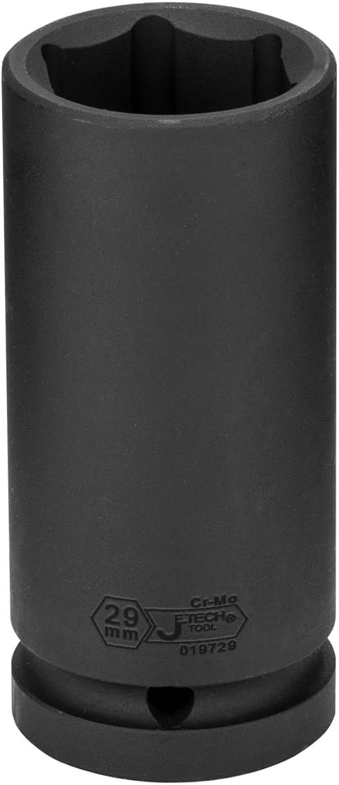 Jetech 3/4-Inch Drive 29mm Deep Impact Socket with 6-Point Design, Heat-Treated Chrome Molybdenum Alloy Steel, Metric
