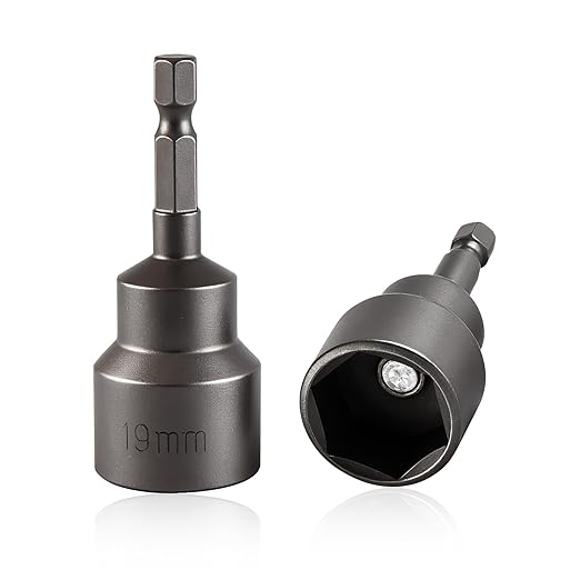 2 Packs Leveling Scissor RV Jack Socket, Premium Drill Adapter with 1/4in Quick Connect Hex Shank, Compatible with 3/4in(19mm) Hex Drive Jacks, Power Nut Driver Bit Set
