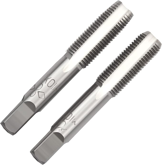 Aceteel M10 X 1.0 Metric Hand Tap, Right Hand M10 X 1.0mm Threading Hand Tap 1Pair