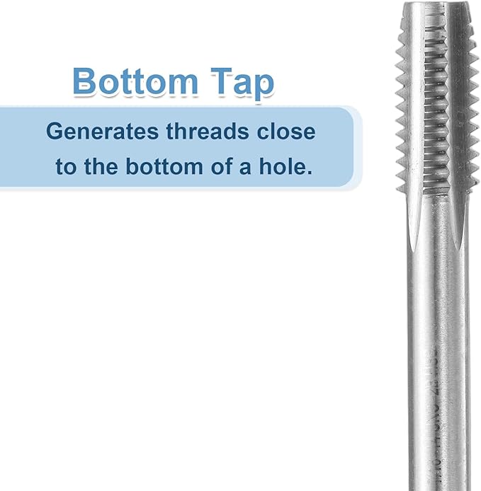 uxcell Hand Bottom Tap 7/16-14 UNC 2B Thread Bottoming Style Threading Taps High Speed Steel HSS6542 Straight Flutes Screw Tapping Tool
