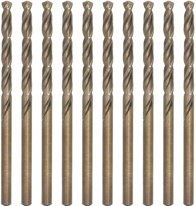 Metric Cobalt Drill Bits 4mm 10PCS, M35 high Speed Steel, high Hardness Straight Shank Drill, Mechanical or Hand Drill for Drilling, Suitable for Stainless Steel, Iron, Copper and Aluminum.