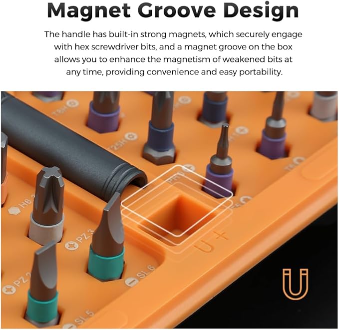 42 in 1 Magnetic Screwdriver Set, DIY Ratchet Screwdriver Set, Multi Bit ratcheting screwdriver set, Portable Compact Repair Tool Kit for Gifts, Furniture Computer Bicycle Eyeglass Orange