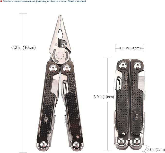 SQT Multitool, Gifts for Men, Foldable & Self-Locking, Professional Multitool for DIY, Outdoor Camping, and Home Repairs... (SQT2048-Black)