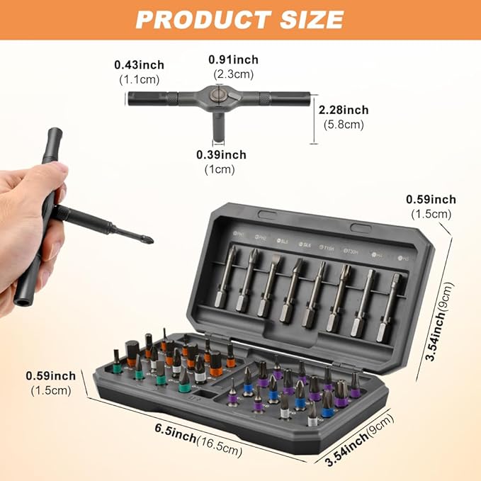 42 in 1 Magnetic Screwdriver Set, 40pcs Bit Magnetic Drive with Ratchet Handle, DIY Ratchet Screwdriver Set Precision Repair Tool Kit for Home, Computer & Bicycle DIY‌