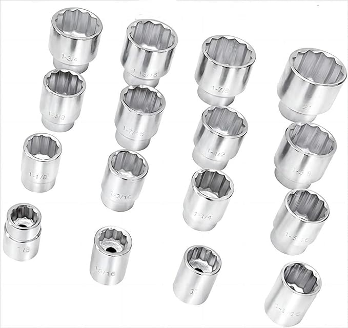21-Piece 3/4" Drive Socket Set,12-Point,SAE Size(7/8''-2"),with Ratchet Handle And Flex Head Ratchet