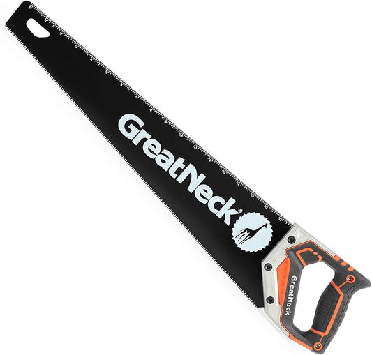 GreatNeck 74004 20 Inch Hand-Saw, 20" Saw for Wood-Cutting, Tri-Bevel Teeth, SK-5 Steel Blade for Wooden and Plastic Jobs, Handsaw with Anti-Slip Comfort Handle