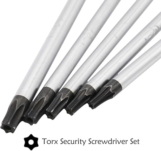 AKTOO T15 T20 T25 T27 T30 Torx Screwdriver Set, 6inch Magnetic Torx Driver Star Bit Screwdrivers for Computer Repairing, Automobile Tools and Home Appliances,5-Piece