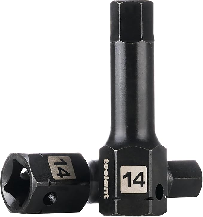 toolant 1/2" drive 14mm impact hex bit socket set 2PCS, Hex Drive, S2 Steel Air Drive Allen Socket set,Impact Grade竊똀nti-Roll Design