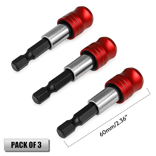 3pcs 1/4??Hex Shank Magnetic Screwdriver Bits Holder Quick Release Drill Bit Extension Bar Chuck Adapter Quick Change Socket Screw Driver Drill Bit for Hand-held Drivers or Power Drill, 60mm