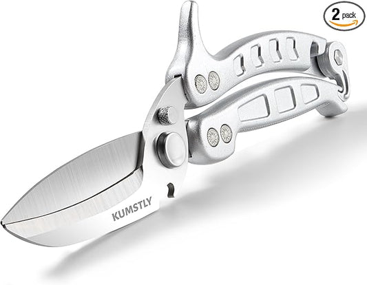 Heavy Duty Poultry Shears Professional Kitchen Scissors for Cutting Chicken, Turkey, Meat, Bones, Vegetables Stainless Steel Spatchcock Shears Multipurpose Food Scissors (Grey)