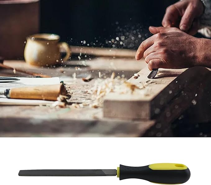 6inch Length Flat File, High Carbon Steel Hand File with Ergonomic Handle for Removing, Refining, Shaping and Scraping Projects