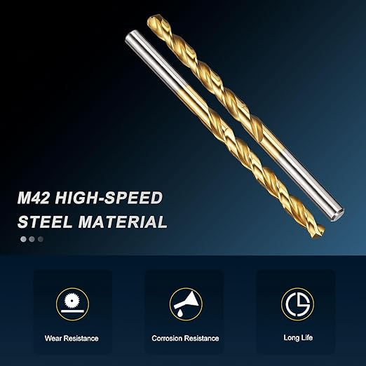 PATIKIL 6mm Drill Bit, M42 8% Cobalt High-Speed Steel Jobber Straight Shank 135° Titanium Nitride (TiN) Coated for Hard Metal Stainless Steel - 4 Pack