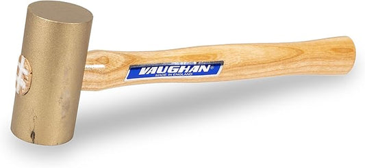 VAUGHAN Solid Brass Mallet, Non Sparking Non Marring 3.75 Lbs Head, Hickory Handle, BM200, VN59316