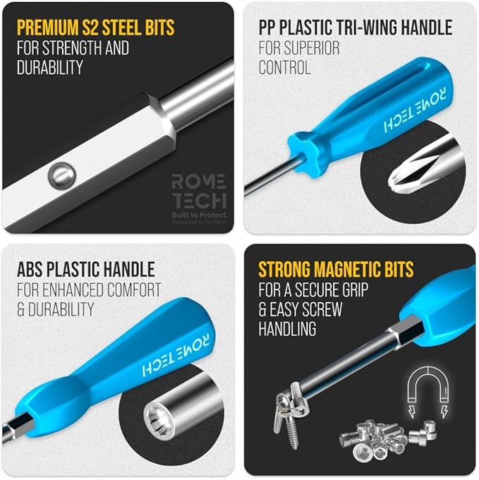 Rome Tech Gamebit Screwdriver Set for GameCube, Gameboy, SNES, NES, N64, Sega Game Cartridge, Tri Wing Screw Driver & 3.8mm 4.5mm - Screwdriver Bit Set Console Repair Tool