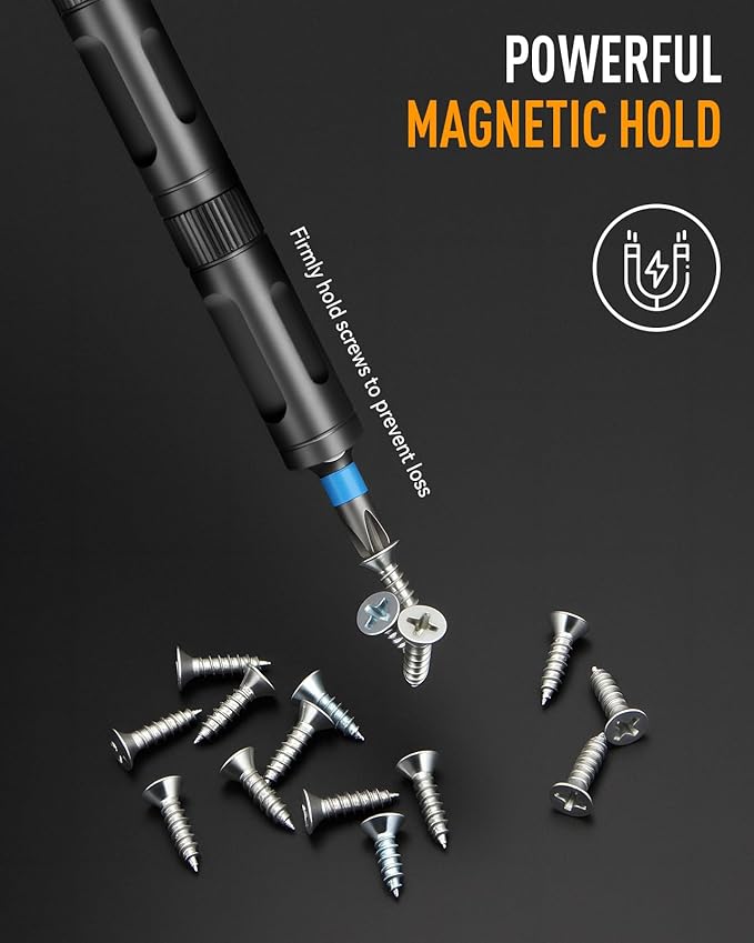 Magnetic Ratchet Screwdriver Set, 42 + 1 T Handle Ratchet Screwdriver with S2 Steel Multi Bits, Magnetic Screwdriver Set with a Magnetic Pickup Tool for Home Daily Repair Furniture & DIY, Grey