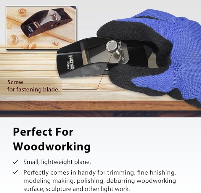 FIRSTINFO H5401 Mini Hand Plane Small Lightweight Steel Body Trimming Plane for Woodworking/Trimming/Wood Planing