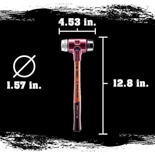 Halder Simplex 1.5 lb. Soft-Face Mallet with Black Rubber and Aluminum Inserts, Cast Iron Housing and Wood Handle