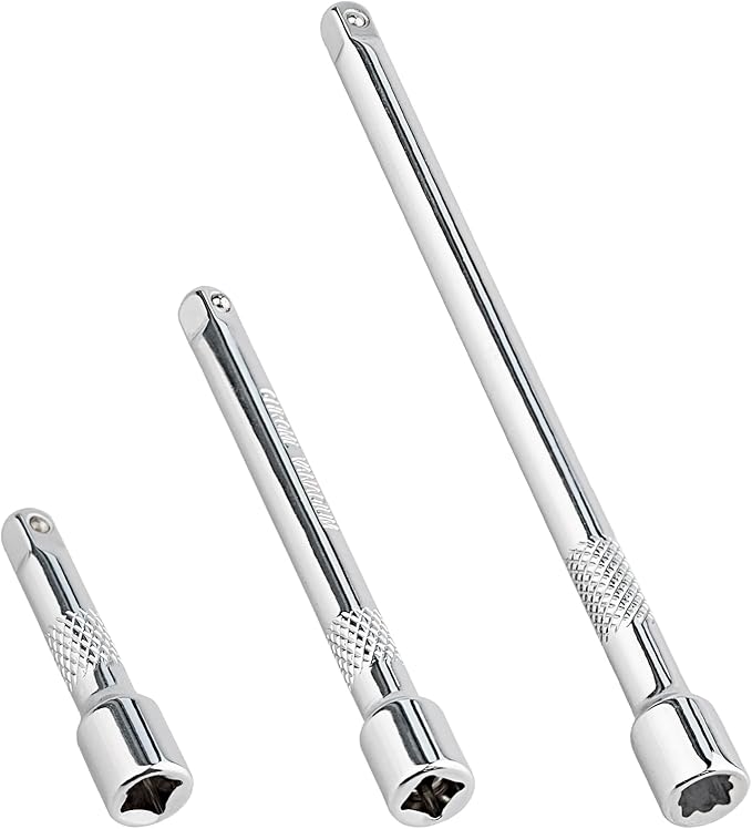1/4 Inch Drive Socket Extension Bar Set?밒ncludes 2", 4", 6" Chrome Vanadium Steel Extensions with Silver Mirror Finish for Ratchet Drive, Automotive and Home Tool Use,3PC