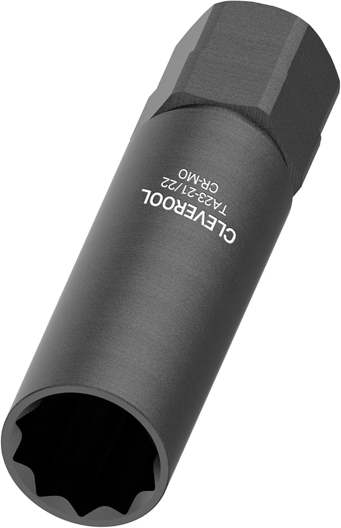 10 Spline Lug Nut Socket, Compatible with Bimecc 10-Spline Lug Nuts and Lug Bolts, Replacement for TA23-21/22, 10-Spline Lug Nut Key with 21MM and 22MM Hex Drive, CR-MO