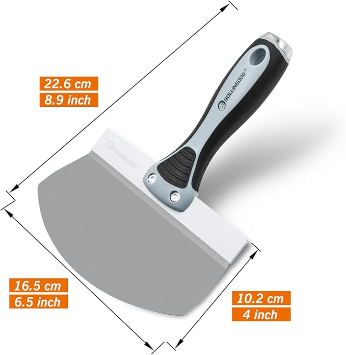 ROLLINGDOG Drywall Bucket Scoop - 6.5 inch Bucket Scraper Mud Scoop for Drywall,Plaster,Stainless Steel Bucket Scoop,Idea for Clean Paint,Mortar,Putty,etc