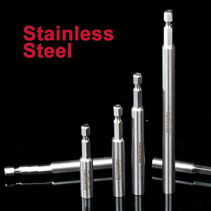 2Inches Stainless Screwdriver Bit Holders, 5PACK Extension Socket Drill Bit Magnetic Holder Hex Shank Quick-Change Drill Bit Guide