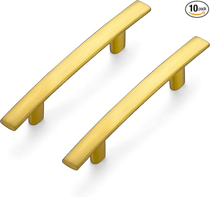 Ravinte 5-3/16 Inch Curved Cabinet Pulls Gold Kitchen Arch Cupboard Handles Zinc Alloy Cabinet Pulls 5-3/16" Length,3" Hole Center | 10 Pack