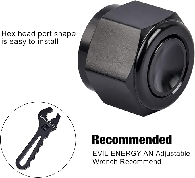 EVIL ENERGY 6AN Flare Cap Block off Fitting Plug Black 2PCS