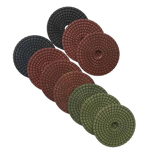 4" Wet Stone Polishing Pads Set (2x50, 2x100, 2x200, 400, 800, 1500, 3000 Grit) - for Granite, Marble, Quartz, Concrete Countertops