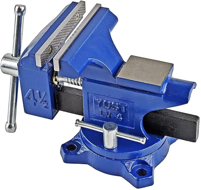 Yost Vises LV-4 Homeowner's Vise with UP-360 Soft Jaw Cover Kit | Heavy Duty Table Vise 4.5-Inch Jaw Width with a 3-Inch Jaw Opening Home Vise | Secure Grip with 240-Degree Locking Swivel Base