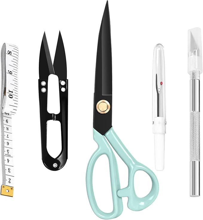 Professional Tailor Scissors Heavy Duty - Multi-Purpose Sewing Fabric Scissors for Leather Cutting Industrial Sharp Shears Home Office Arts, and Crafts (9 Inch) Green