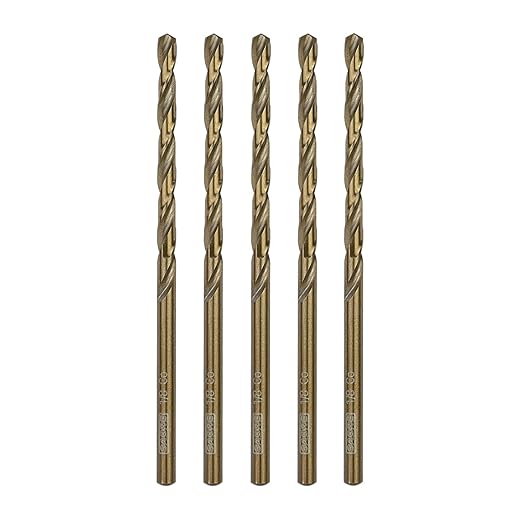 1/8 Inch Cobalt Drill Bit Set - 5pcs M35 for Metal, Steel, Hard Metal, Cast Iron - Split Point Tip (1/8" x 2-3/4")