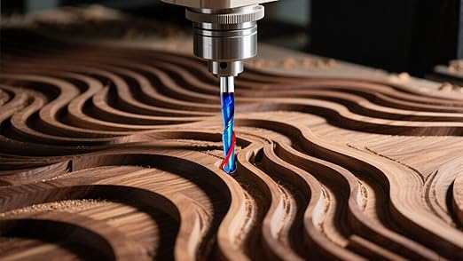 Ball Nose 0.1 Degree End Mill Cutter CNC Router Bits Spiral Milling Tool with Nano Blue Coating 1/4 Cutting Diameter 1/4 Inch Shank 3 Inch Overall Length STQ255…