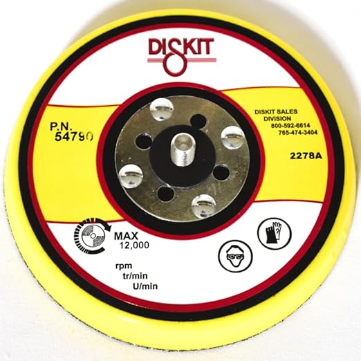 GripIt Sanding Pad 54790: Soft, 5", Hook, 0 Hole, Standard Profile, 5/16-24 Male