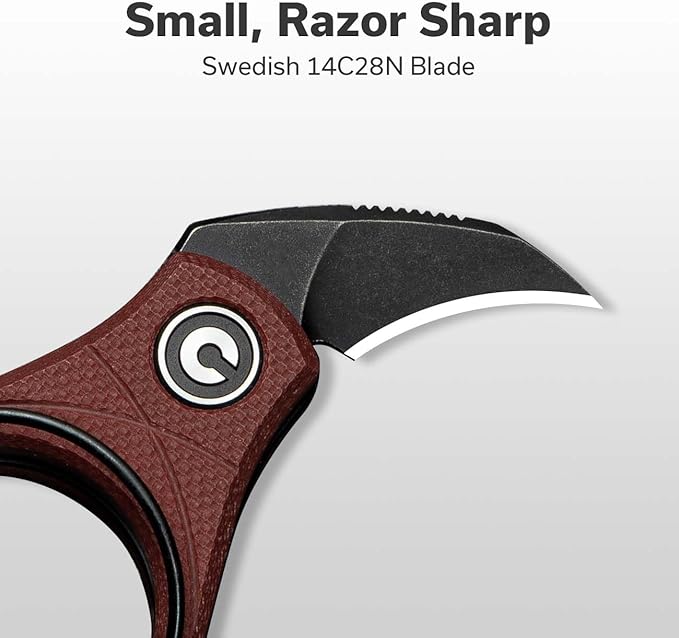 CIVIVI Pyrus Mini Keychain Knife (1 Piece), Small EDC Pocket Folding Box Cutter with 14C28N Blade & Ringed G10 Handle, Christmas Stocking Stuffers Gift for Men Women C23038-1, Burgundy