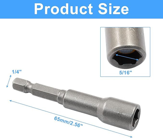 Litoexpe 10 Pcs 5/16 Inch Hex Magnetic Power Hex Nut Driver Magnetic Extension Socket Drill Bit Set, Quick Change Socket Nut Impact Driver for Electric Drill