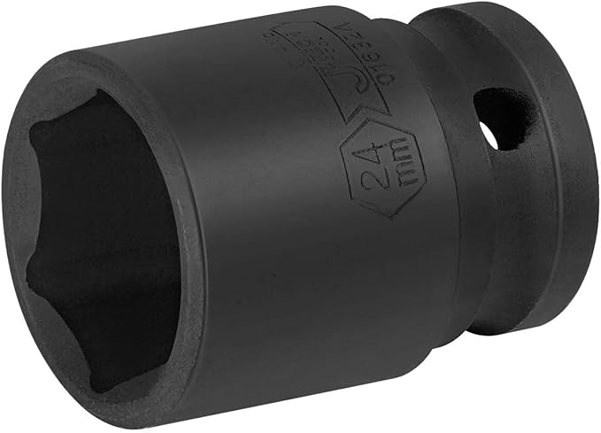 Jetech 1/2 Inch Drive 24mm Standard Impact Socket, Chrome Molybdenum Alloy Steel, 6-Point Design, Metric