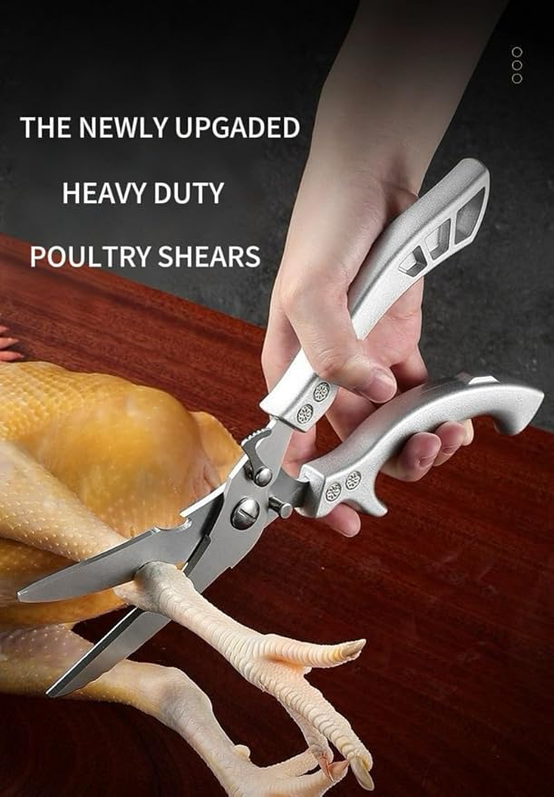 Heavy Duty Poultry Shears for Cutting Chicken & Turkey Bones ??Professional Stainless Steel Kitchen Shears, Spring Loaded, Non-Slip Ergonomic Handle, Dishwasher Safe