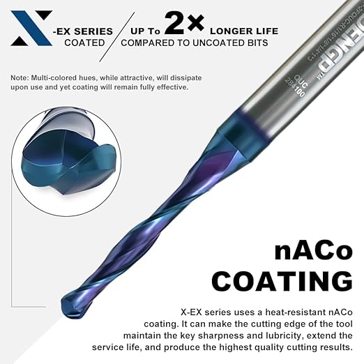Up Cut Ball Nose Router Bit for CNC, 1/8 inch Cutting Diameter and 1 inch Cutting Length 1/4 inch Shank with NACO Coated Carbide End Mill for Wood Side Milling End Milling, Finish Machining