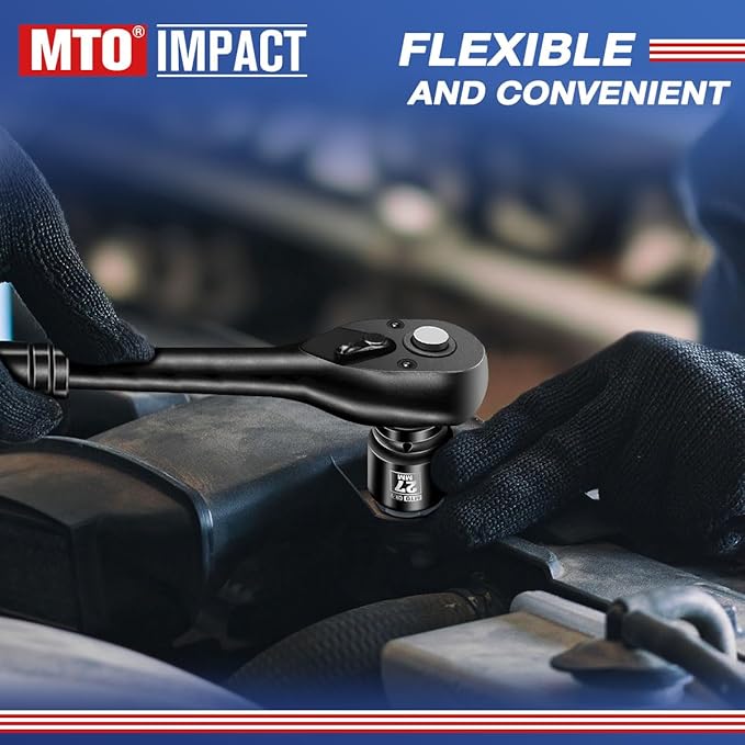 MTO 1/2" Drive 27mm Shallow Impact Socket, 6-Point Metric Socket for Automotive Maintaince, CR-V Steel Meets ANSI Standards