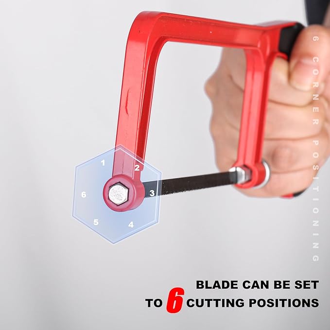 HAUTMEC Mini Hacksaw with Miter Box Set, 6" Hack Saw with Adjustable Cutting Angles & Bi-Metal Blade, Compact Hand Saw for Wood, Metal, Plastic, Crafts, and DIY – HT0034
