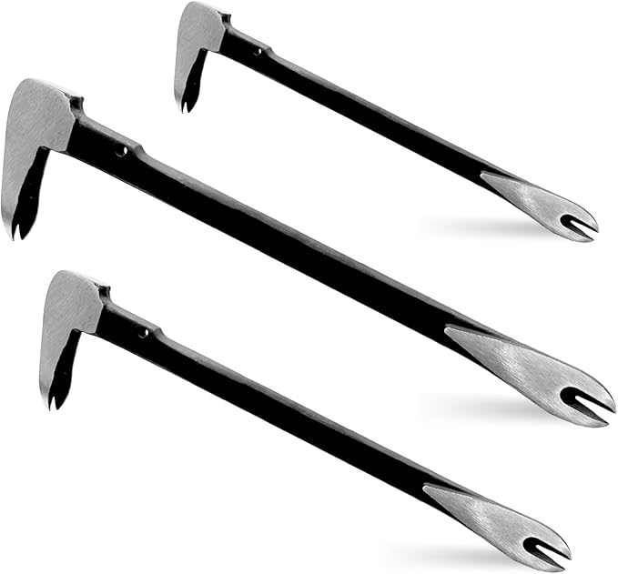 WEDO Pry Bar Set 3PCS,8"+10"+12" Flat Pry Bar,Nail Puller Set,High Carbon Steel Crowbar,Cat Paw Nail Remover,Utility Claw Bar Tool for Home Remolding,Woodworking