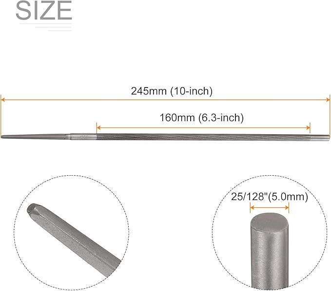 HARFINGTON Chainsaw File, 25/128"(5.0mm) Round Sharpening Hand Files Tool with Spiral Cut for Chain Chainsaw Sharpening, Grinding