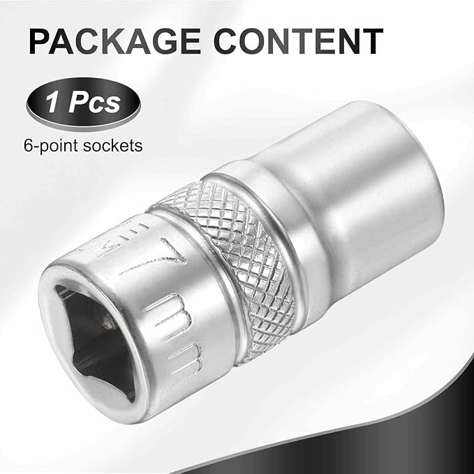 HARFINGTON 6 Points Deep Socket 1/4" Drive 7mm Deep Metric CR-V Steel Polished Nickel Plating Flip Sleeve 25mm / 1" Extra Long Socket Tool for Home Auto Nuts Bolts Repair