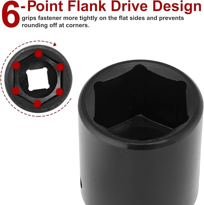 CASOMAN 1/2" Drive x 1-3/16" Impact Socket, 6-Point, SAE, CR-MO