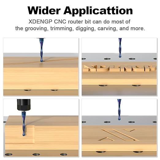 Up Cut Ball Nose Router Bit for CNC, 1/8 inch Cutting Diameter and 1 inch Cutting Length 1/4 inch Shank with NACO Coated Carbide End Mill for Wood Side Milling End Milling, Finish Machining